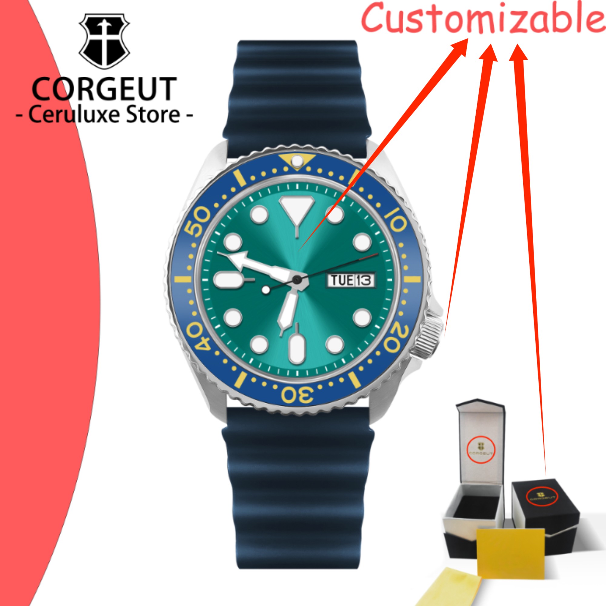 Luxury Watch Vintage - ساعة غوص ميكانيكية للرجال بشعار مخصص،