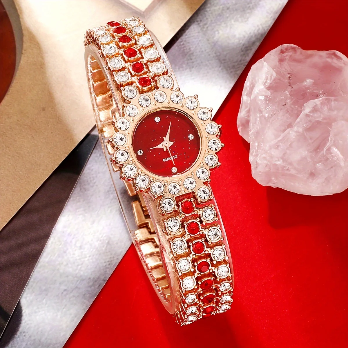 Luxury Watch Gift For Her - 2 قطعة/المجموعة ساعة نسائية فاخرة حجر