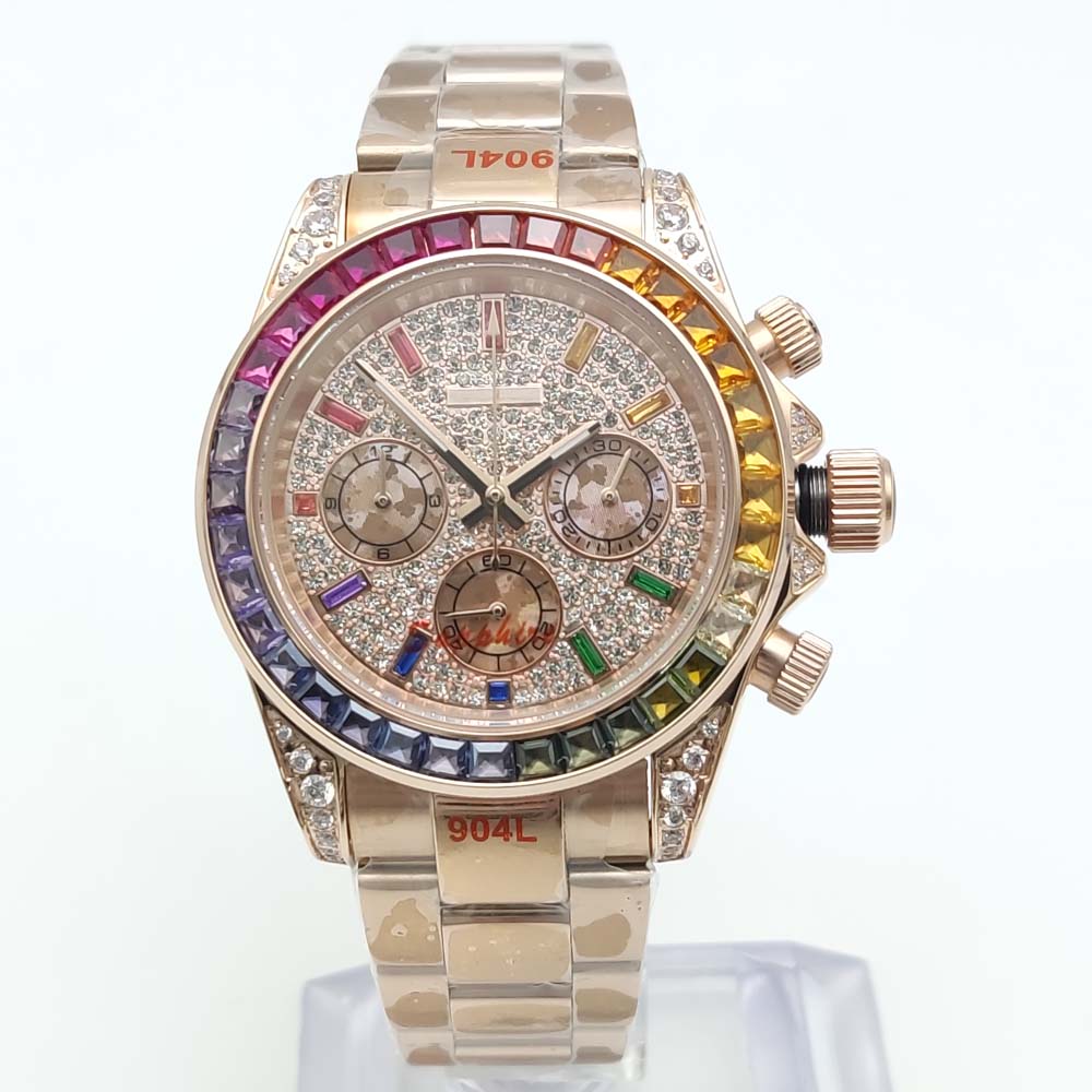 Chronograph Flyback Watch - 40 مللي متر الملونة الماس جوهرة