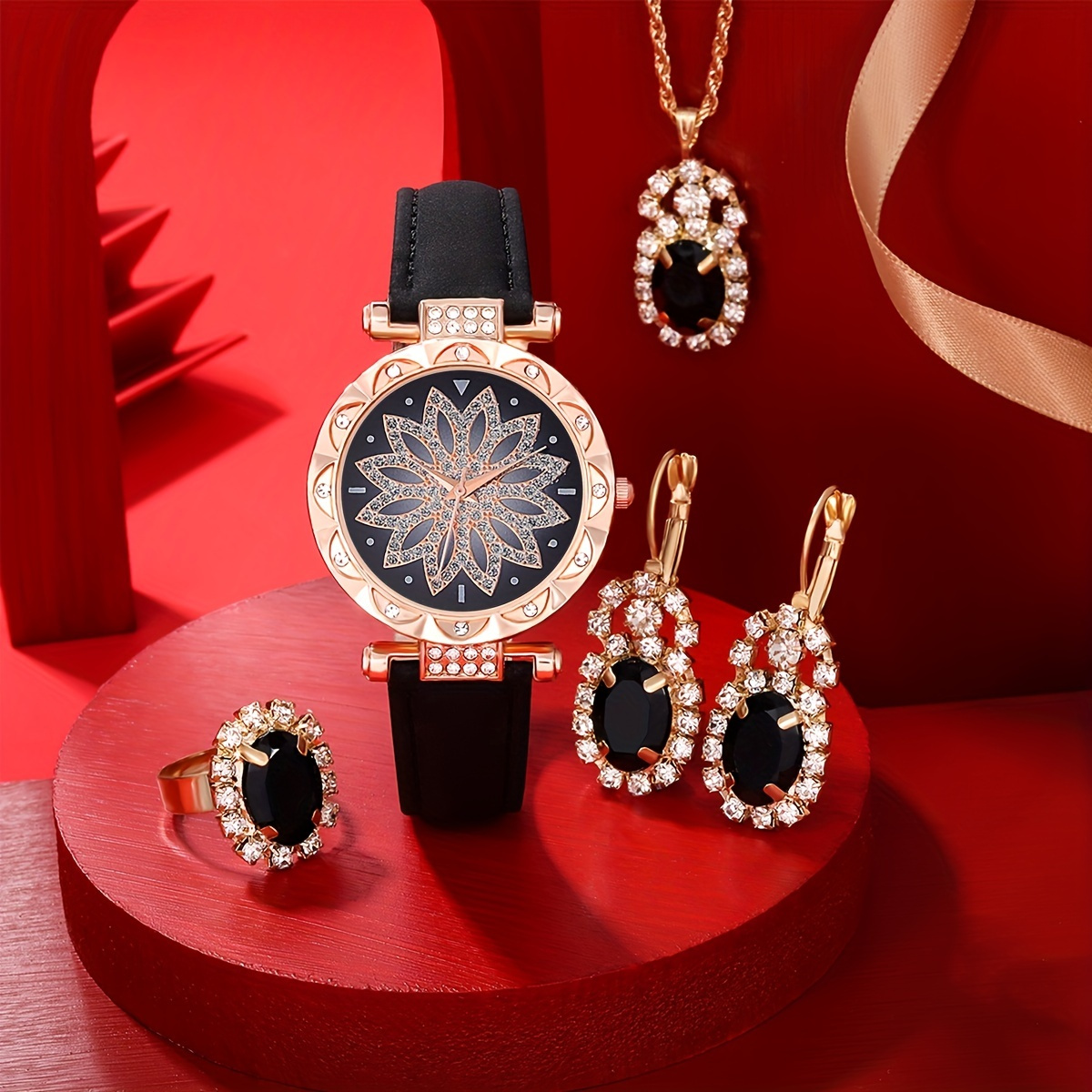Luxury Watch Gift For Her - ساعة كوارتز فاخرة مزينة بأحجار الراين،