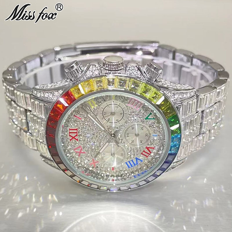Luxury Watch Wallpaper - MISSFOX الفاخرة مثلج ساعة للرجال موضة