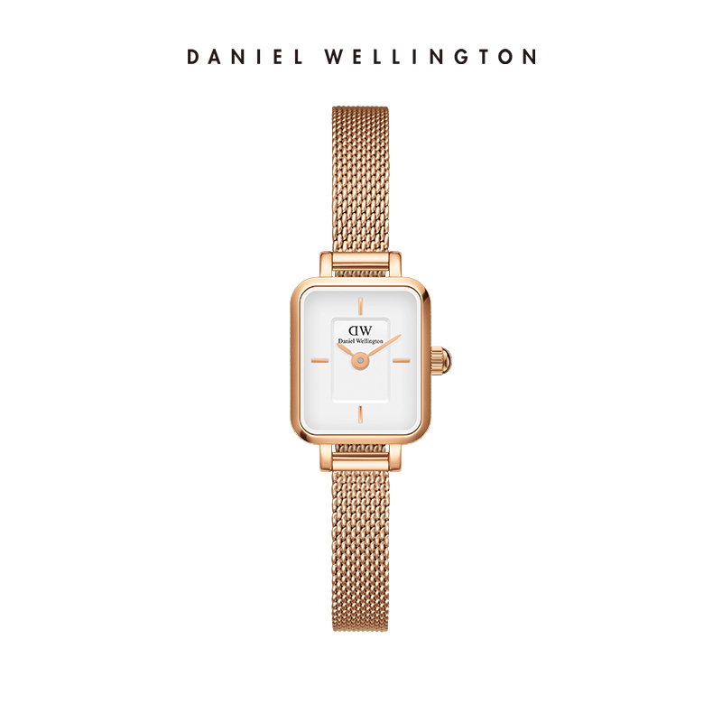 Luxury Watch White - ساعة دانيال ويلينغتون كوادرو ميني للنساء،