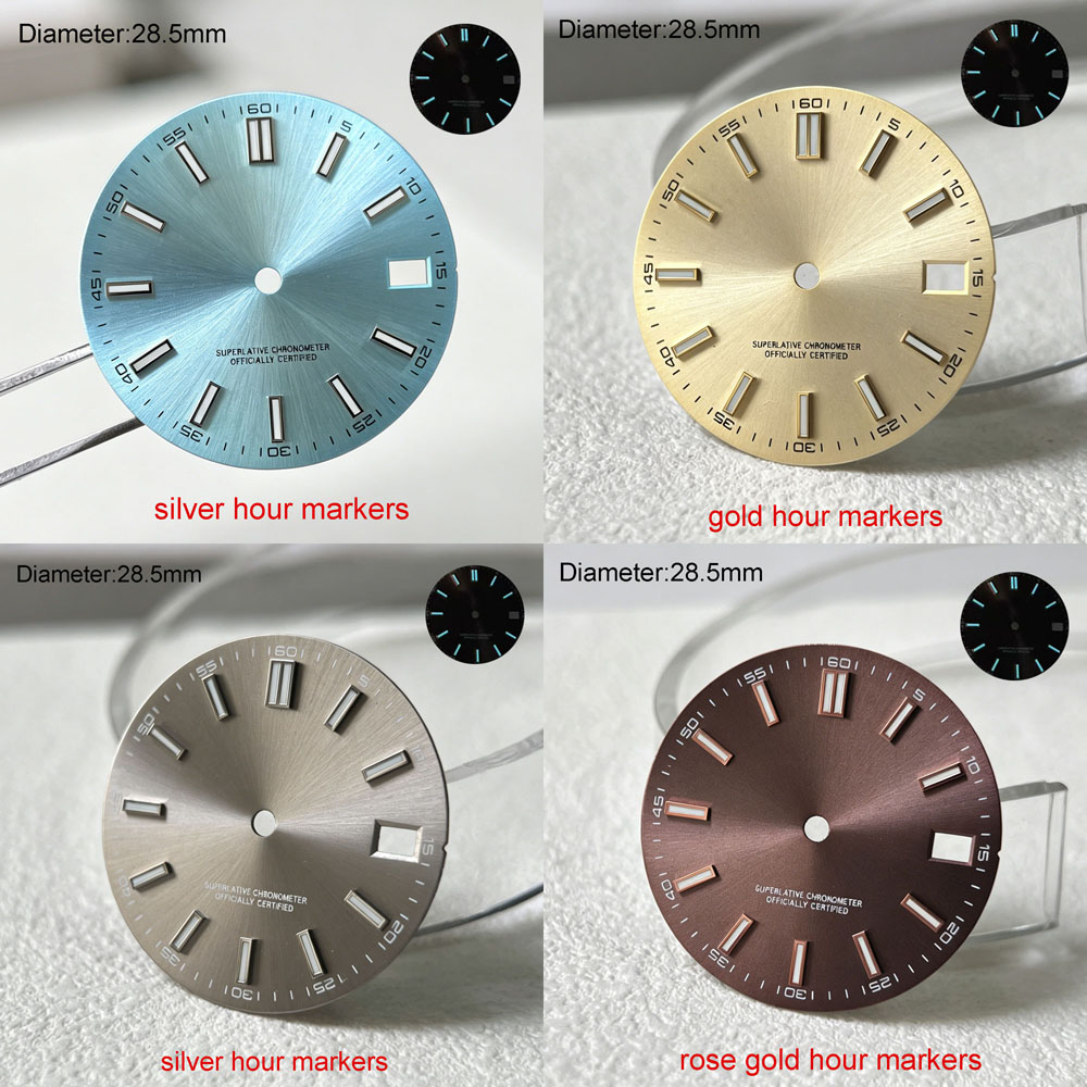 Luxury Watch With Green Dial - قرص ساعة NH35 بقطر 28.5 مم