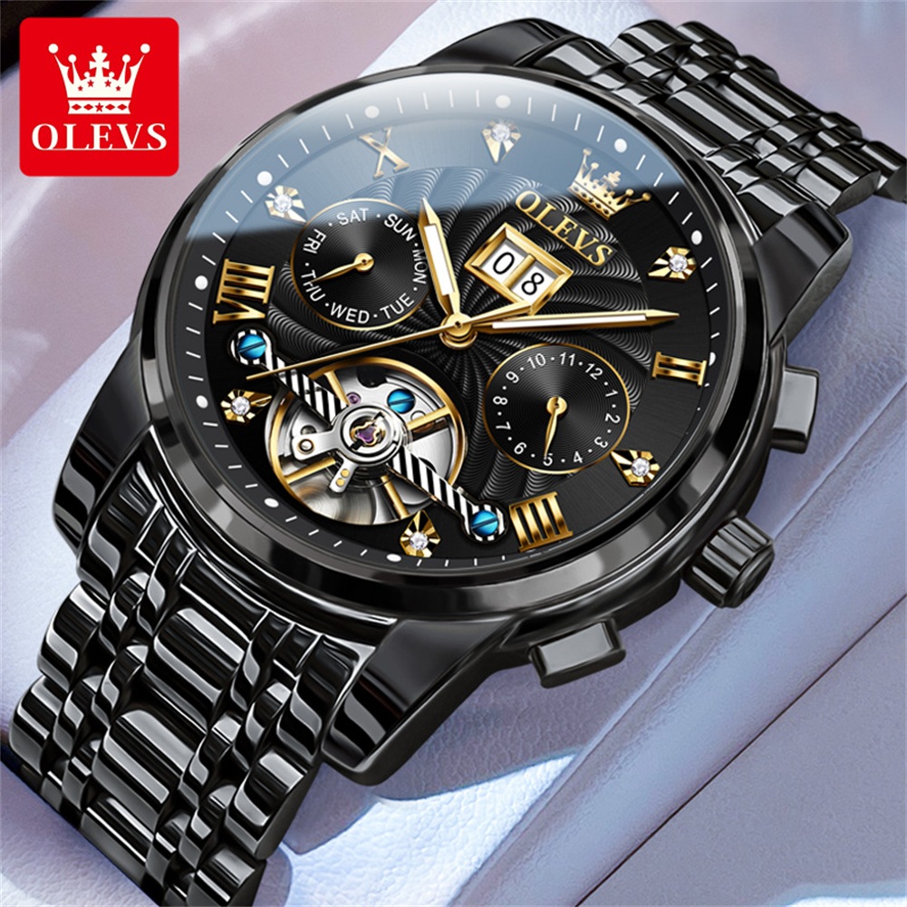 Chronograph Flyback Watch - ساعات OLEVS الكلاسيكية للرجال توربيون متعددة