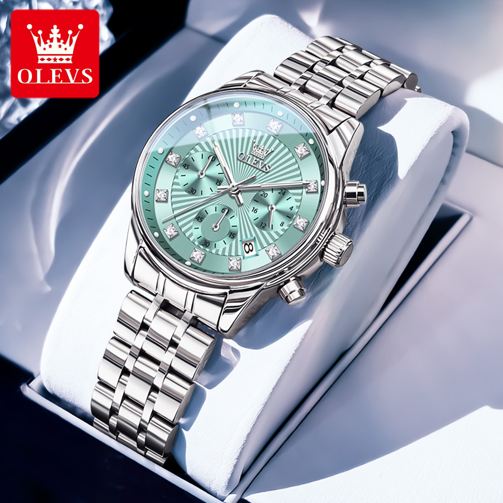 Luxury Watch With Green Dial - OLEVS ساعات نسائية موضة السيدات ساعة