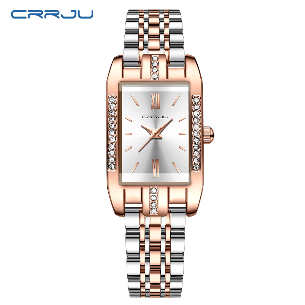 Luxury Watch Square - CRRJU ساعة مربعة فاخرة للمرأة مقاوم