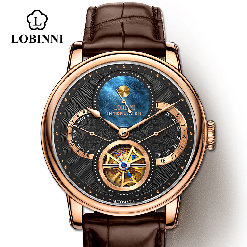 Chronograph Flyback Watch - LOBINNI ساعة الرجال التلقائي الذهب ساعات