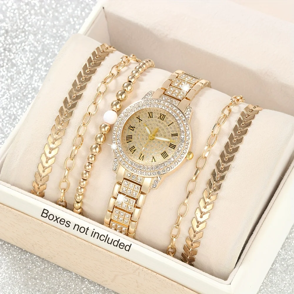 Luxury Watch Gift For Her - 6 قطعة/المجموعة المرأة الفاخرة حجر الراين