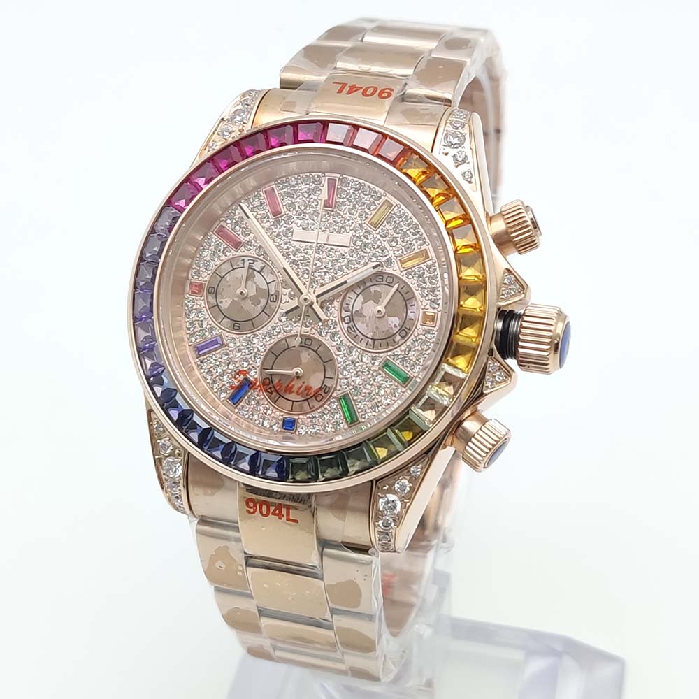40 مللي متر الملونة الماس جوهر - مراجعة Chronograph Flyback Watch وسعره