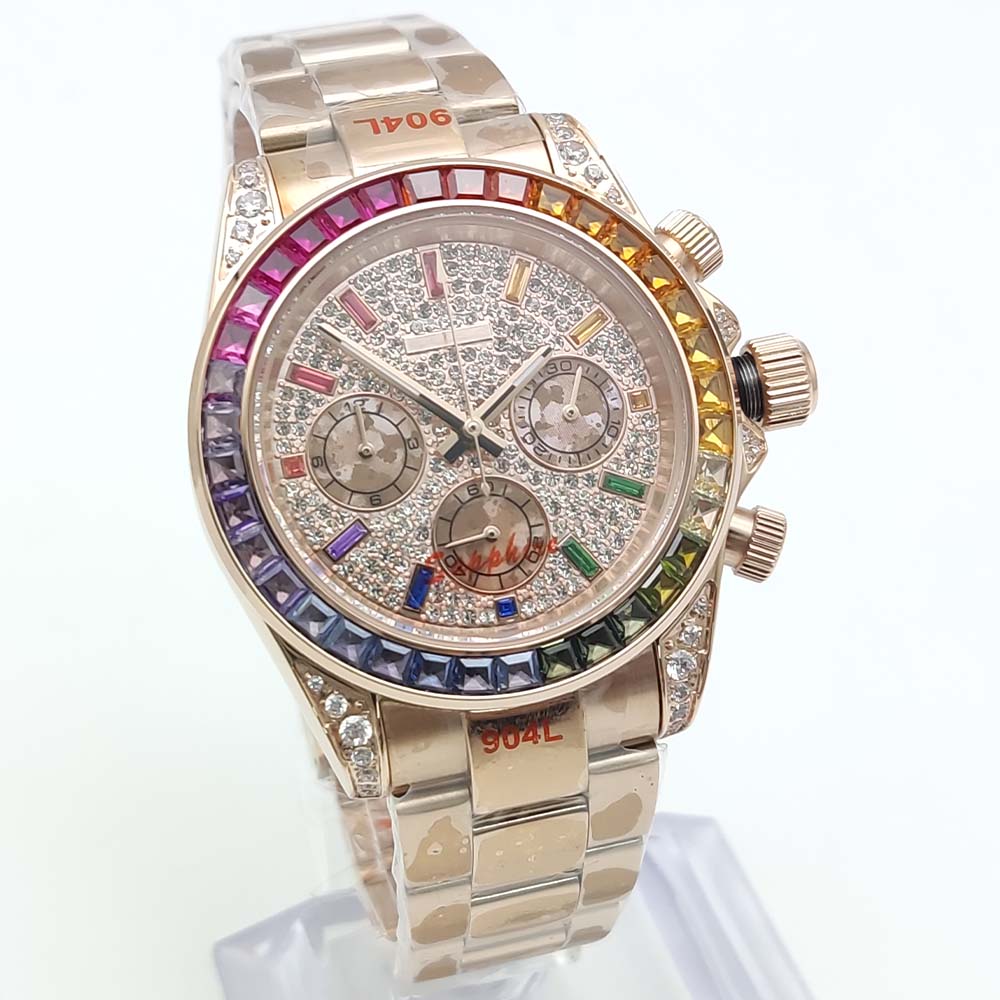 40 مللي متر الملونة الماس جوهر - مراجعة Chronograph Flyback Watch وسعره