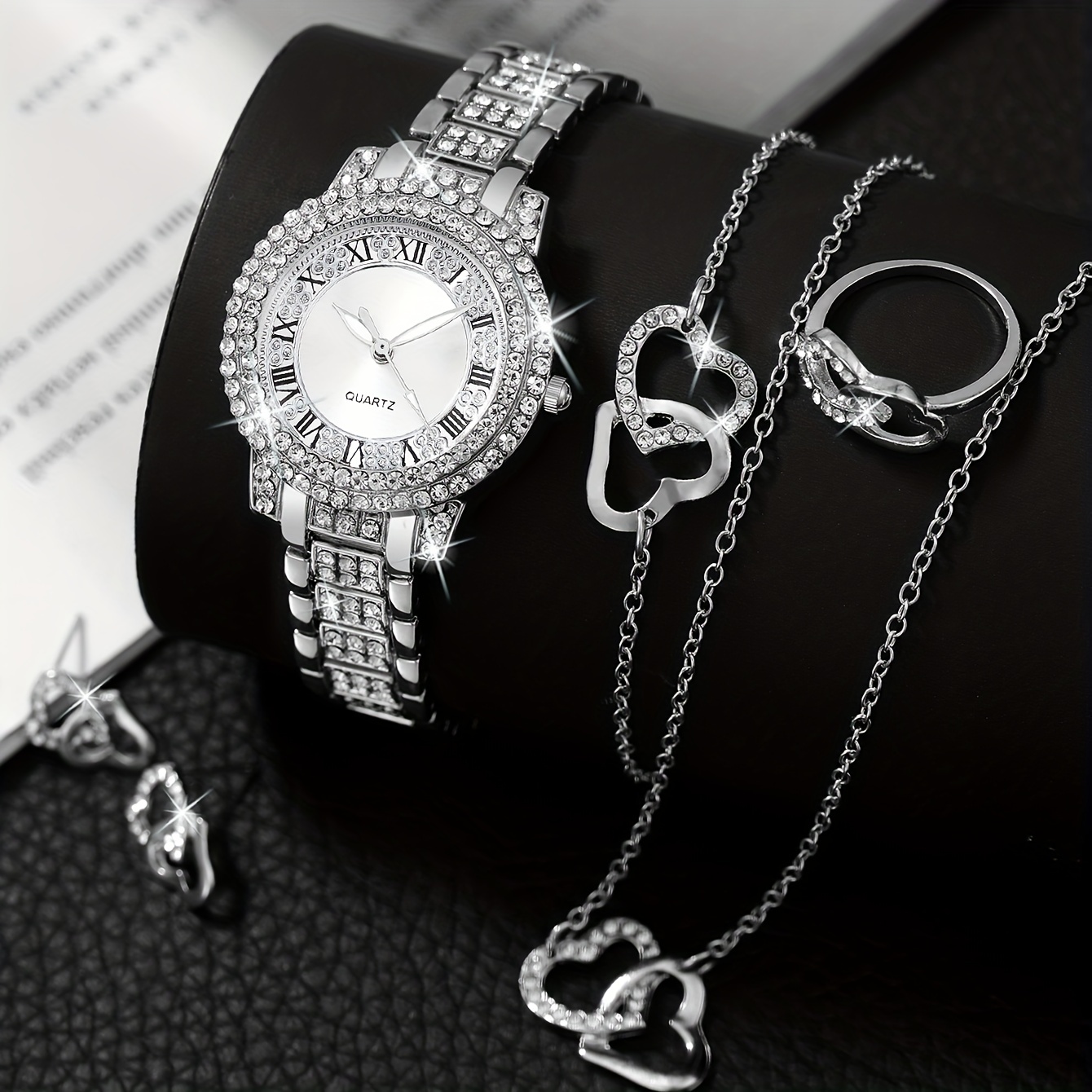 مجموعة من 6 قطع: ساعة نسائية ف - مراجعة Luxury Watch Gift For Her وسعره