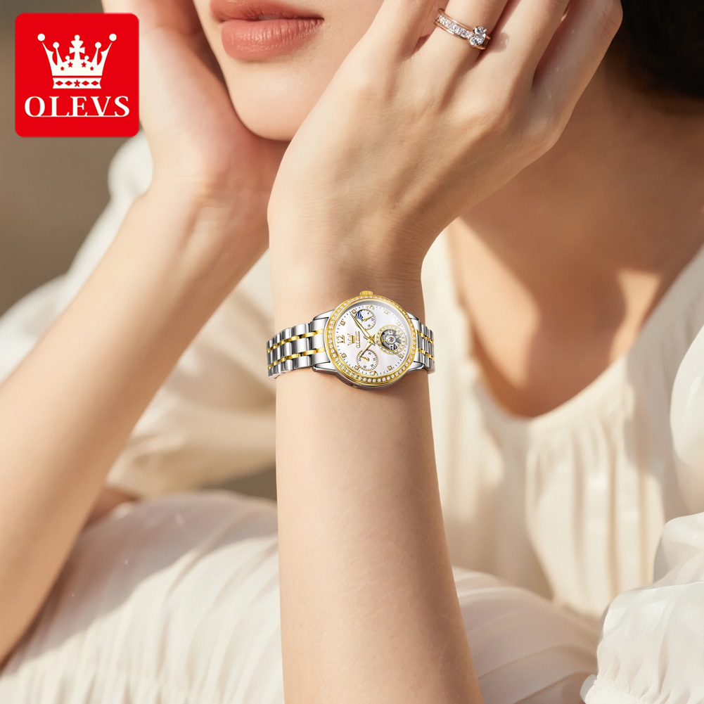 ساعة OLEVS أوتوماتيكية للنساء، - مراجعة Luxury Watch White وسعره