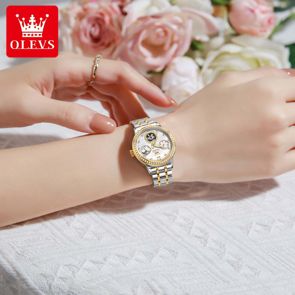 ساعة OLEVS أوتوماتيكية للنساء، - مراجعة Luxury Watch White وسعره