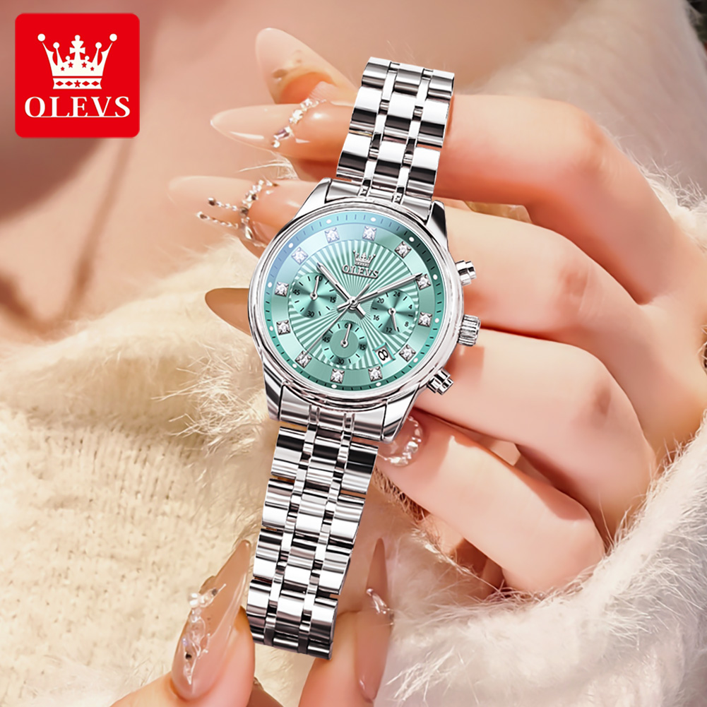 OLEVS ساعات نسائية موضة السيدا - مراجعة Luxury Watch With Green Dial وسعره
