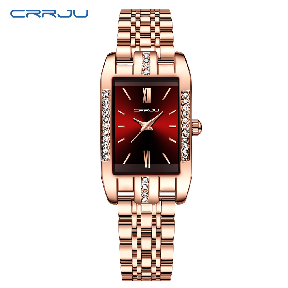 CRRJU ساعة مربعة فاخرة للمرأة  - مراجعة Luxury Watch Square وسعره