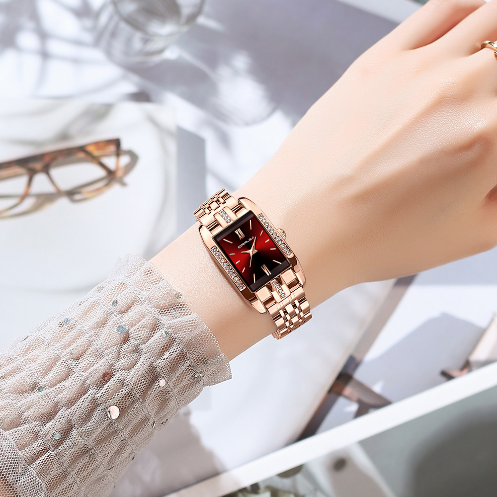 CRRJU ساعة مربعة فاخرة للمرأة  - مراجعة Luxury Watch Square وسعره