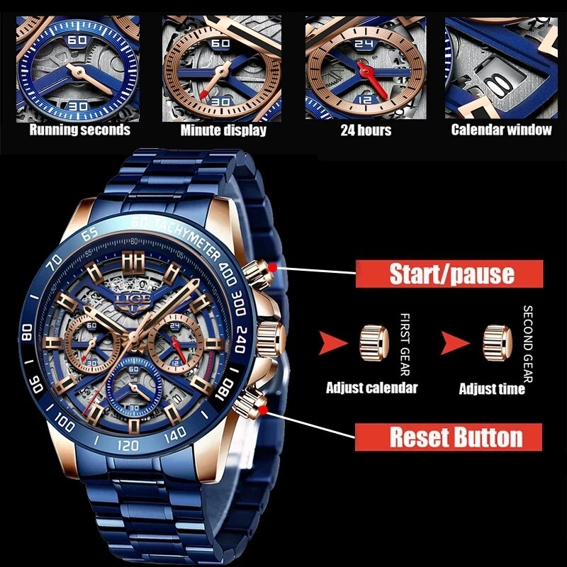 ساعة LIGE جديدة للرجال من أفضل - مراجعة Luxury Watch Low Price وسعره