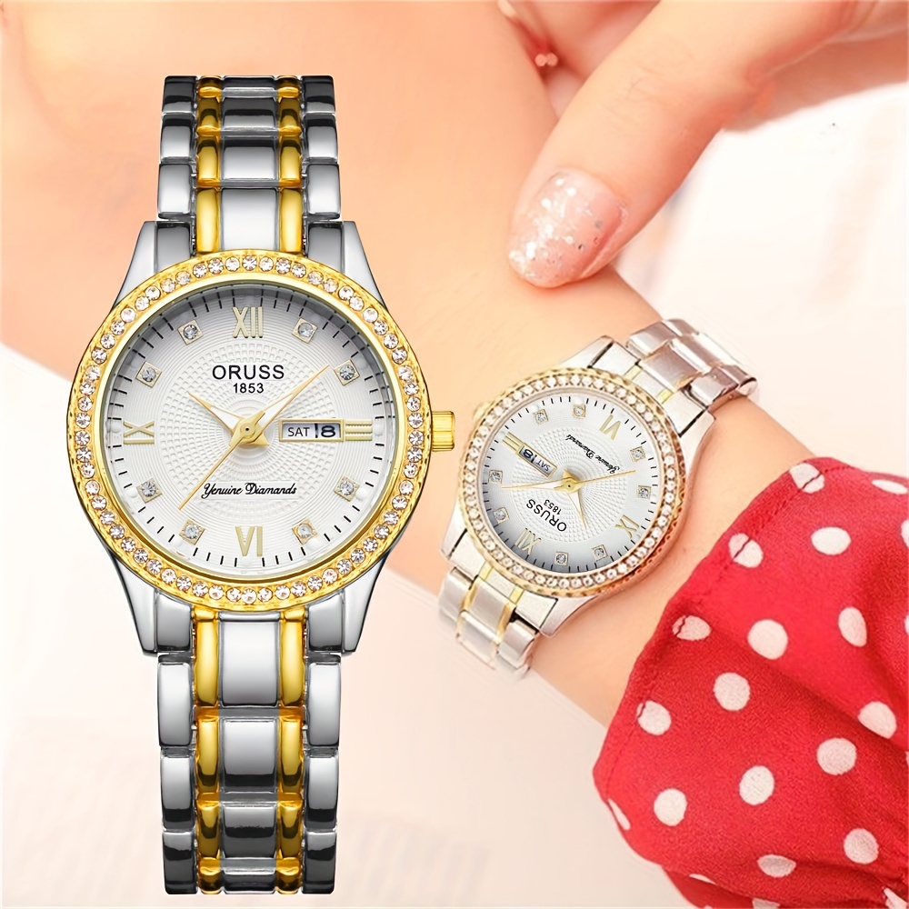 غرفة ساعة ذهبية نسائية لهدايا  - مراجعة Luxury Watch White وسعره
